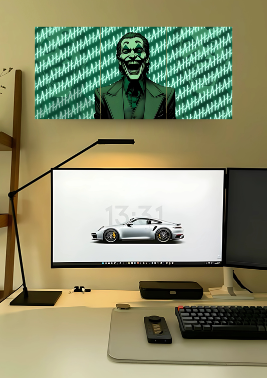 Joker Laughing Green Shade Poster | Split Design Poster | Pack Of 3 GenZCustom