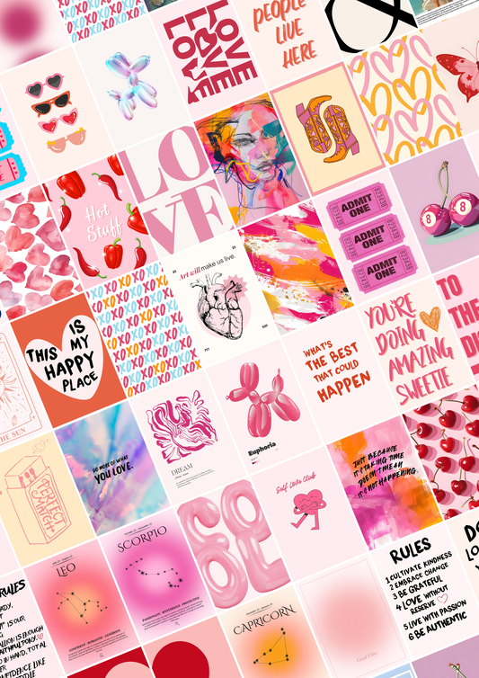 Aesthetic Wall Collage Kit | Set Of 110 Pieces Posters | Pink Theme