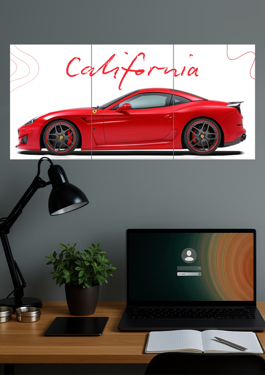 Ferrari California | Car Set | Set of 3 Split Design Poster