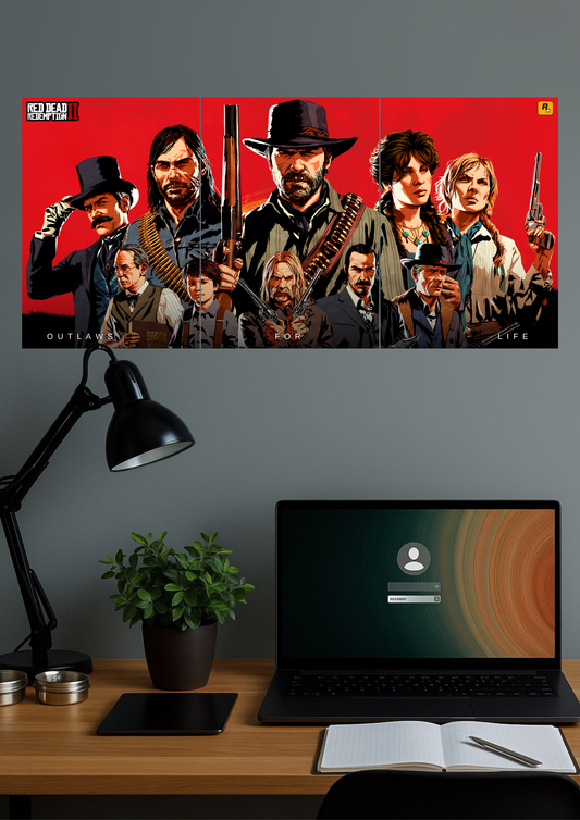 Red Dead Redemption X Outlaws For Life | Gaming Set | Split Design Poster