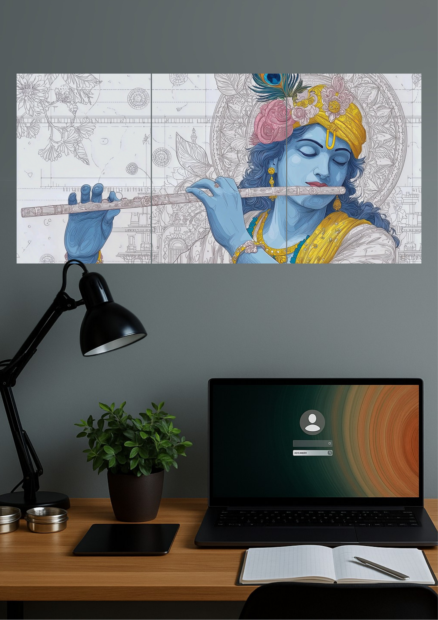 Shri Krishna Poster #02 | Devotional Set | Set of 3 Split Design Poster