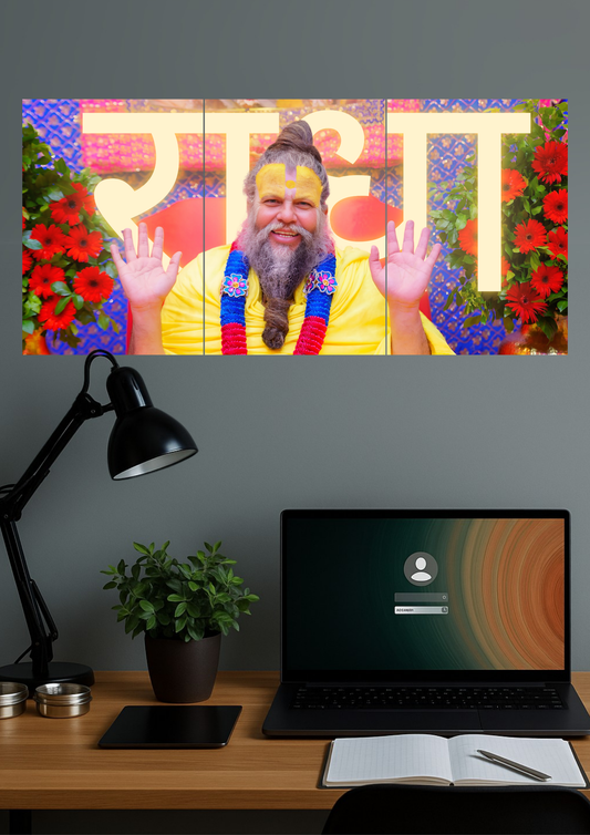 Shri Premanand Ji Maharaj | Devotional Set | Set of 3 Split Design Poster