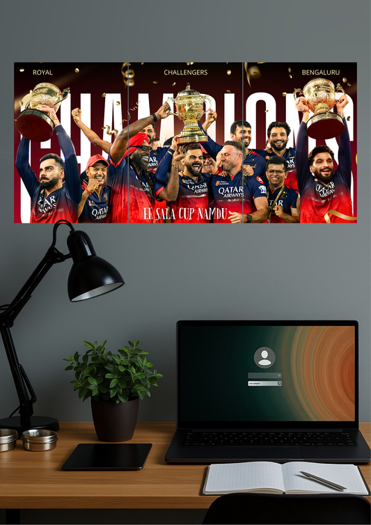 2025 IPL CHAMPIONS | Ee Sala Cup Namdu | RCB | Split Design Poster