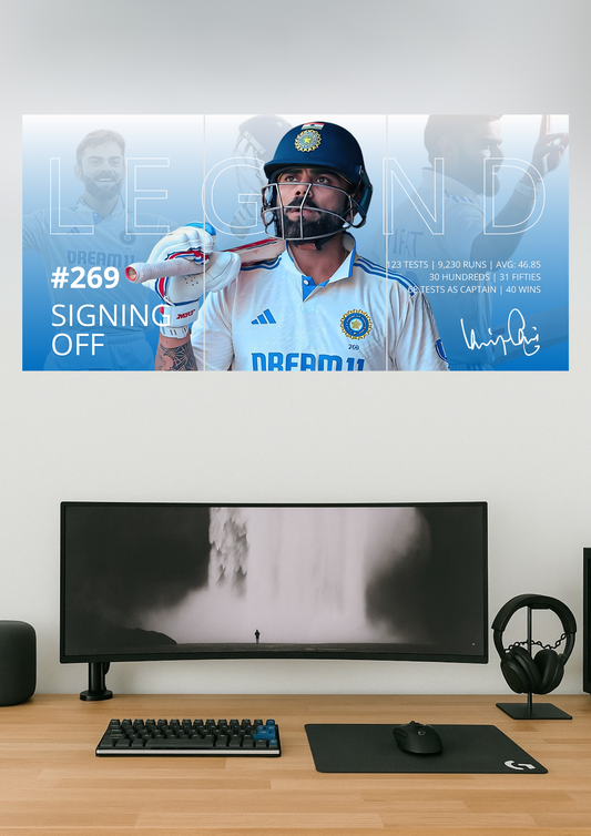 269 Signing Off x Legend | Virat Kohli Test Retirement | Split Design Poster