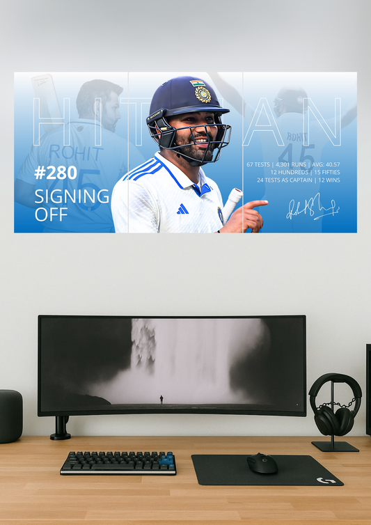 280 Signing Off x Hitman | Rohit Sharma Test Retirement | Split Design Poster