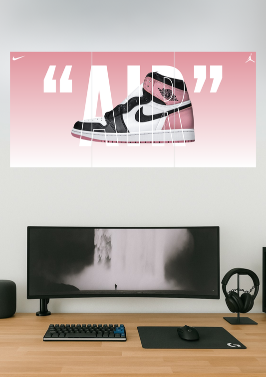"AIR" White Pink | AIR JORDAN 1 SHOES | Set of 3 Split Design Poster