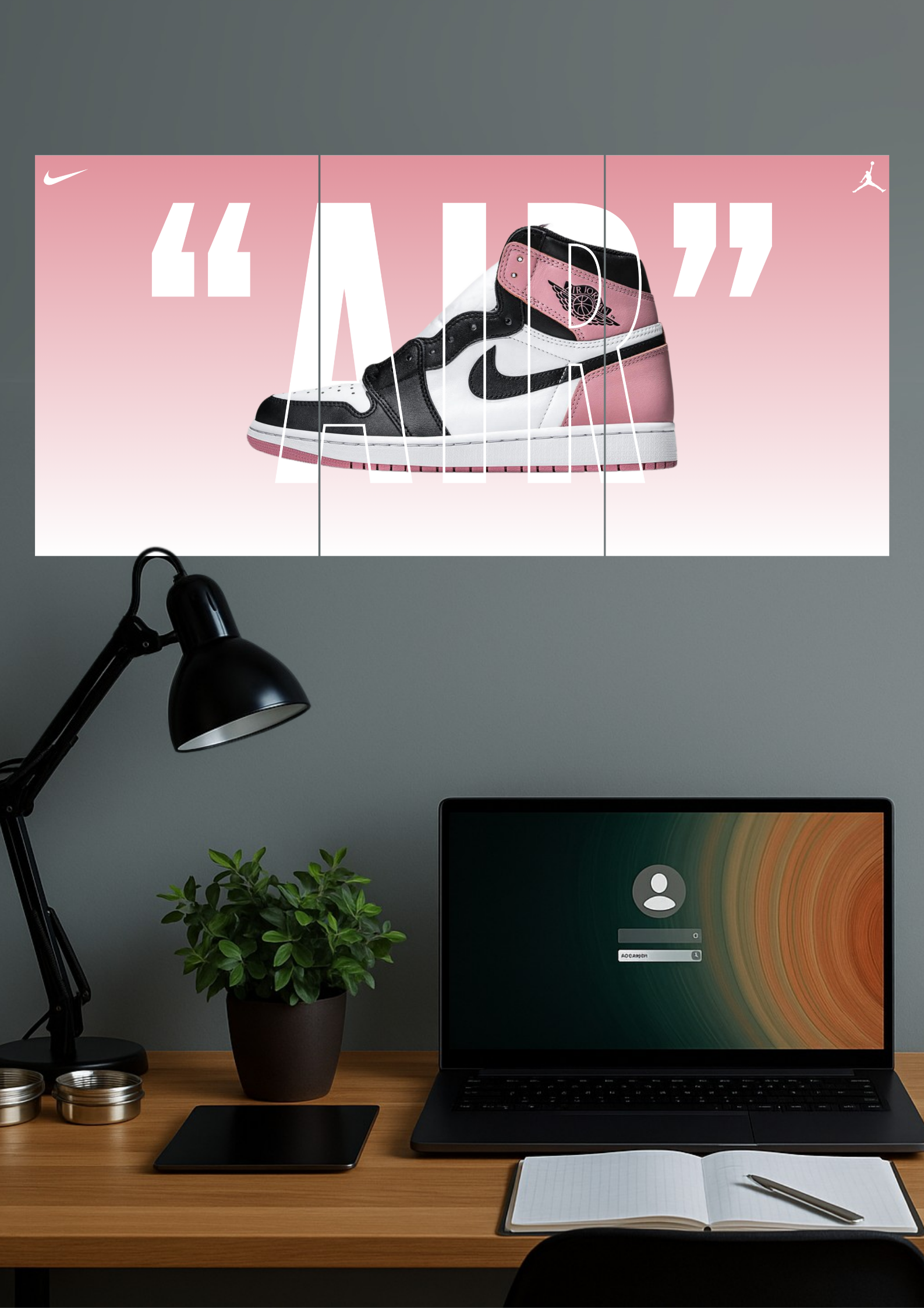 "AIR" White Pink | AIR JORDAN 1 SHOES | Set of 3 Split Design Poster