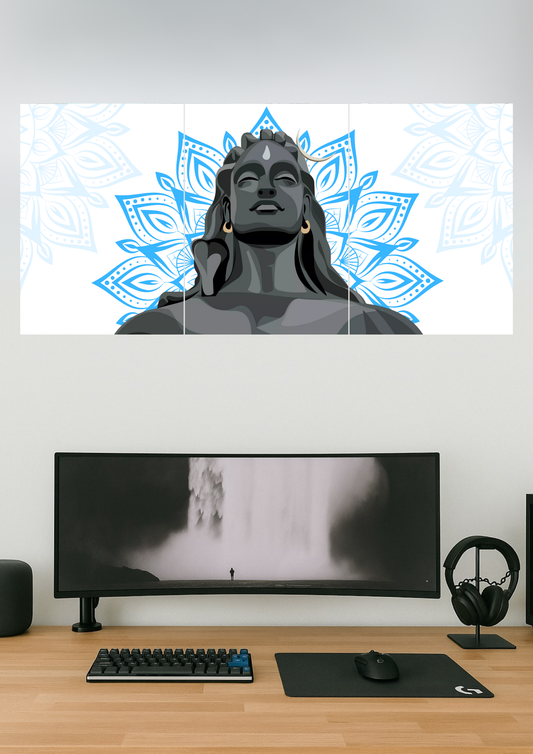 Adiyogi Shiva Poster | Devotional Set | Set of 3 Split Design Poster
