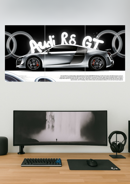 Audi R8 GT | Car Set | Set of 3 Split Design Poster
