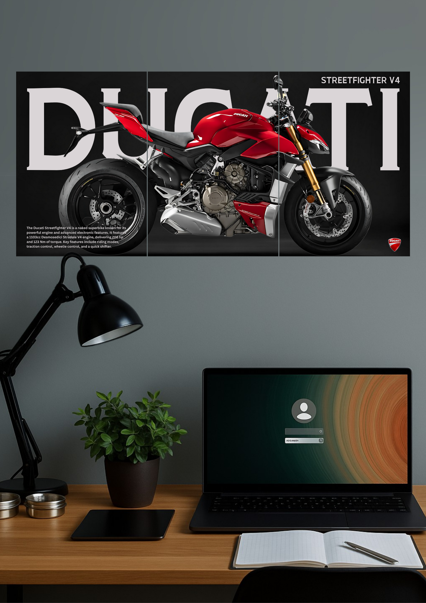Ducati Street Fighter V4 | Bike Set | Set of 3 Split Design Poster 