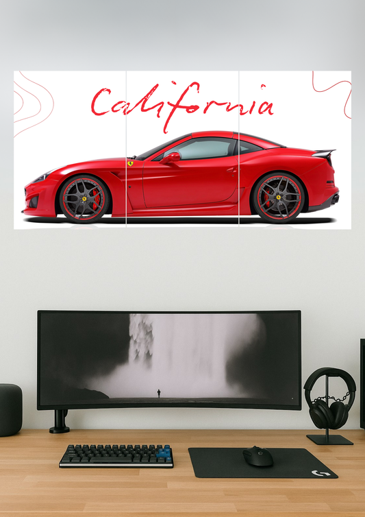 Ferrari California | Car Set | Set of 3 Split Design Poster