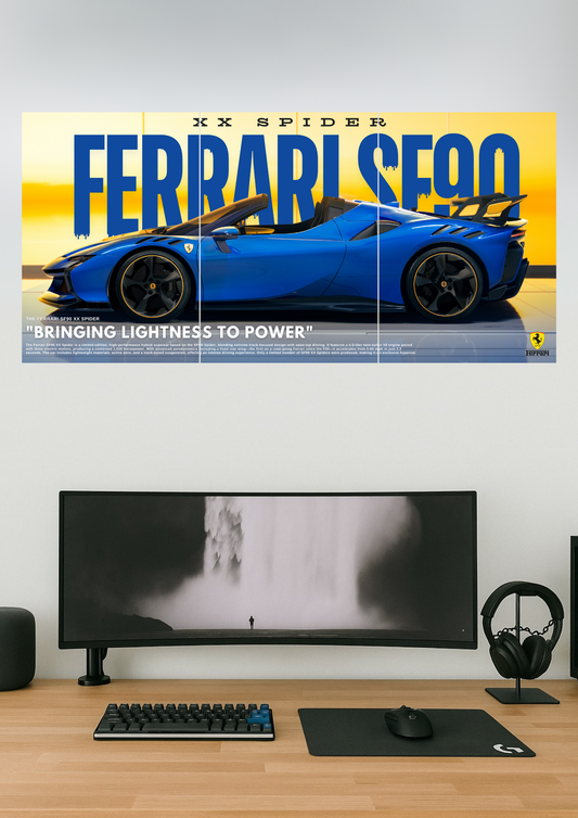 Ferrari SF90 XX Spider| Car Set | Set of 3 Split Design Poster