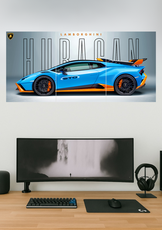 Lamborghini Huracan STO | Car Set | Set of 3 Split Design Poster