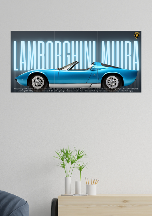 Lamborghini Miura Split Poster | Split Design Poster | Pack Of 3 GenZCustom