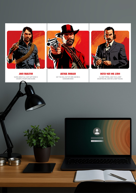 Red Dead Redemption X Trio | Gaming Set | Split Design Poster