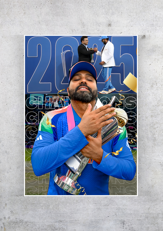 Rohit Sharma Champion Poster | ICC Champions Trophy Winner | Cricket Poster