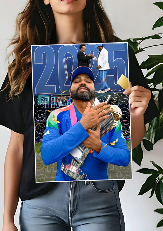 Rohit Sharma Champion Poster | ICC Champions Trophy Winner | Cricket Poster