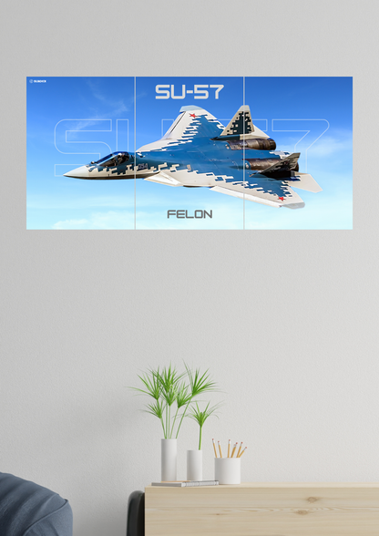 SUKHOI SU-57 FELON | FIGHTER JET | Set of 3 Split Design Poster