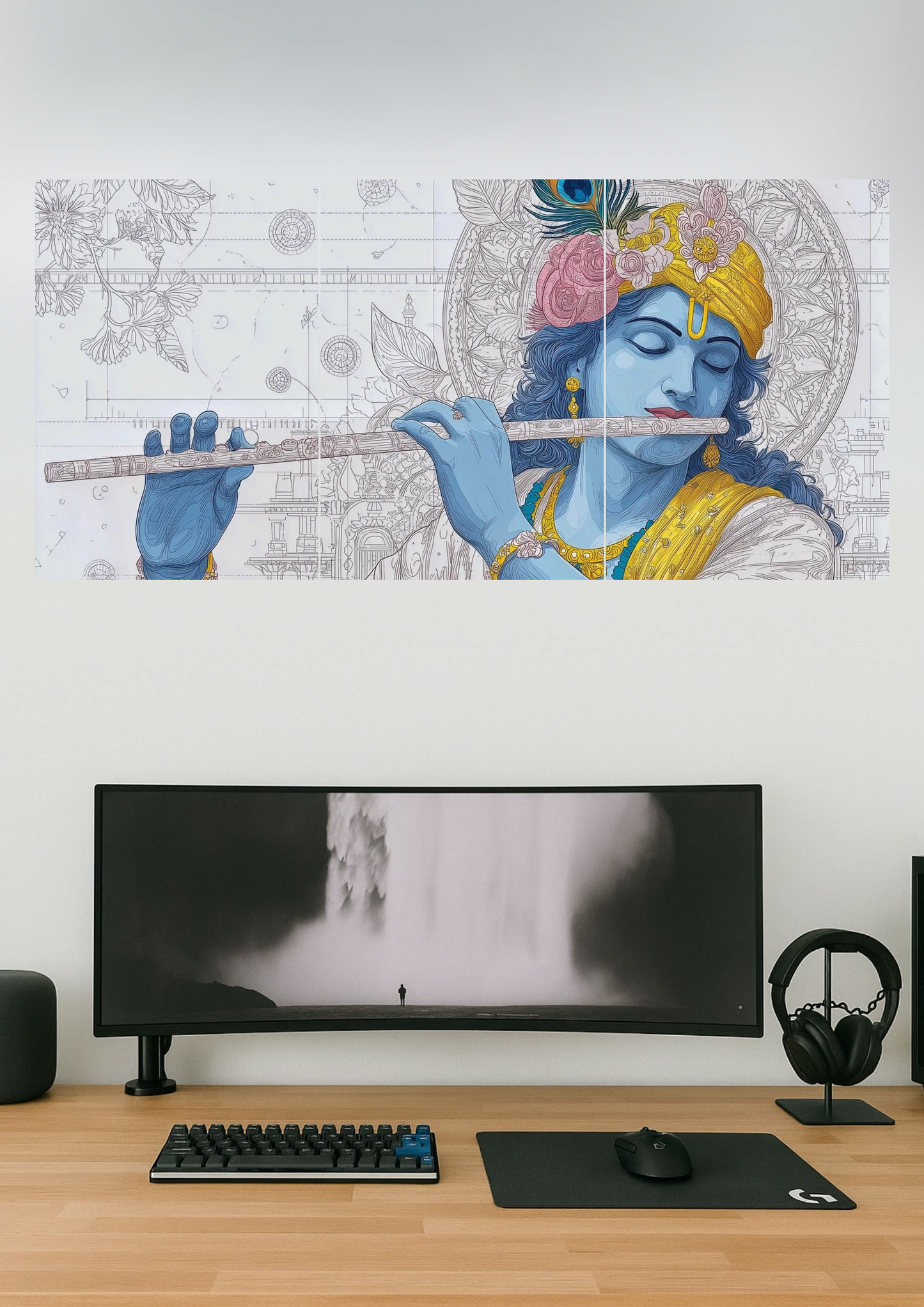 Shri Krishna Poster #02 | Devotional Set | Set of 3 Split Design Poster