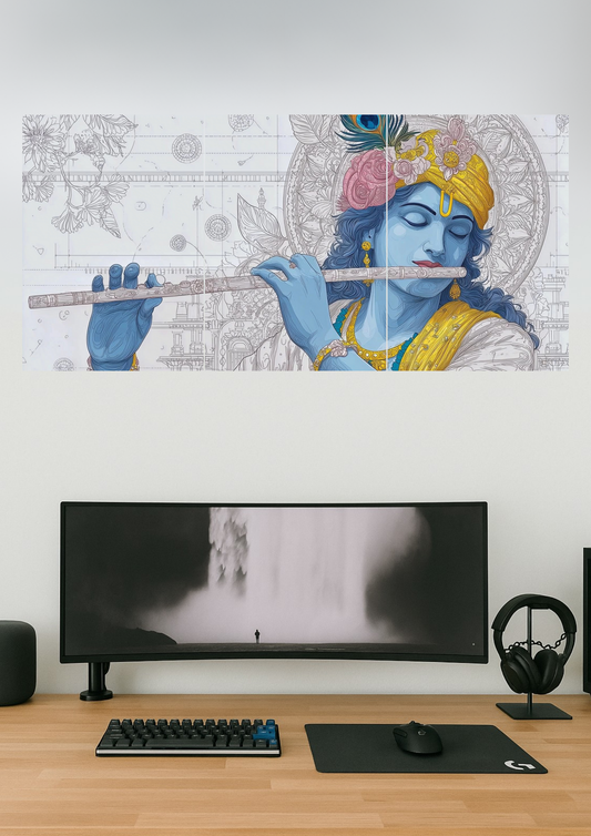 Shri Krishna Poster #02 | Devotional Set | Set of 3 Split Design Poster