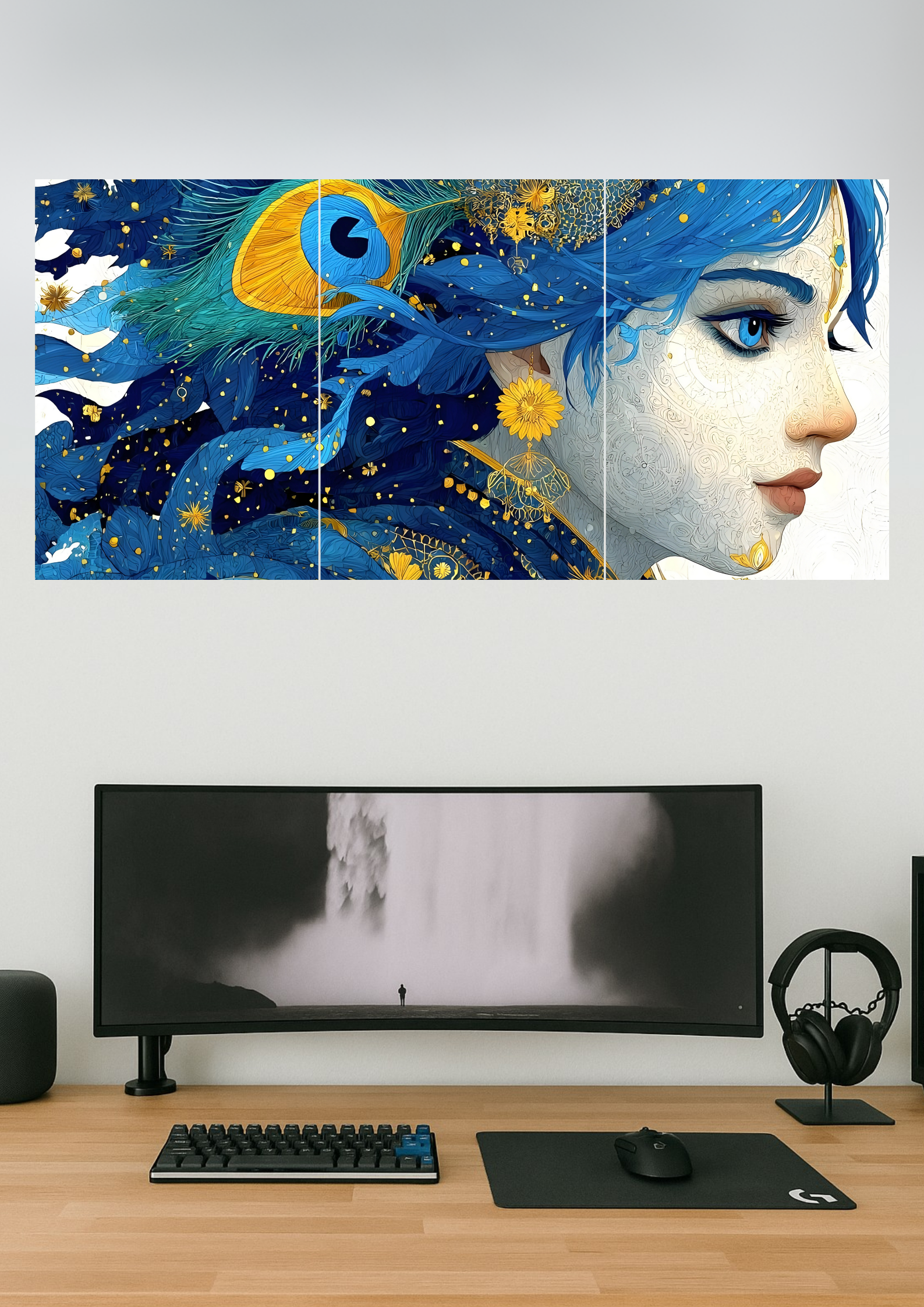 Shri Krishna Poster | Devotional Set | Set of 3 Split Design Poster